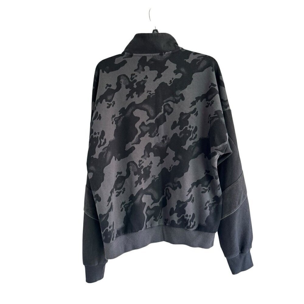 Adidas Mens Sz M Aop Sports Training 1/4 Zip Pullover Black Gray Camo Sweatshirt - Picture 4 of 11